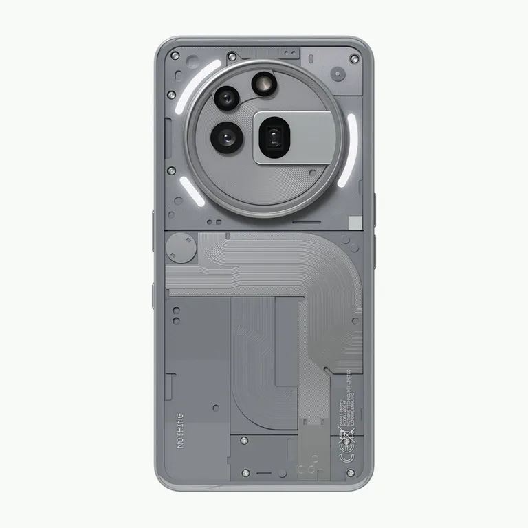 Nothing Phone (3a) Pro rear camera module in gray.