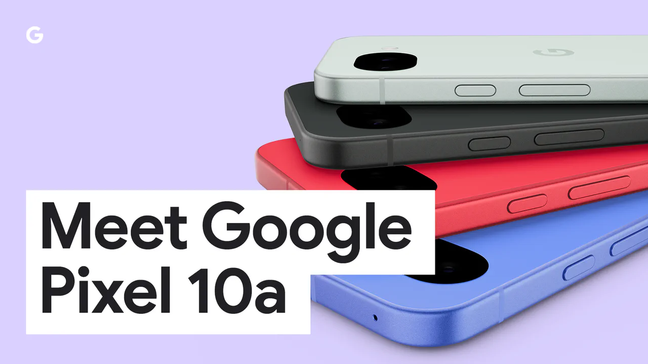 Official Google Pixel 10a product image showing multiple colors and the rear camera bar.
