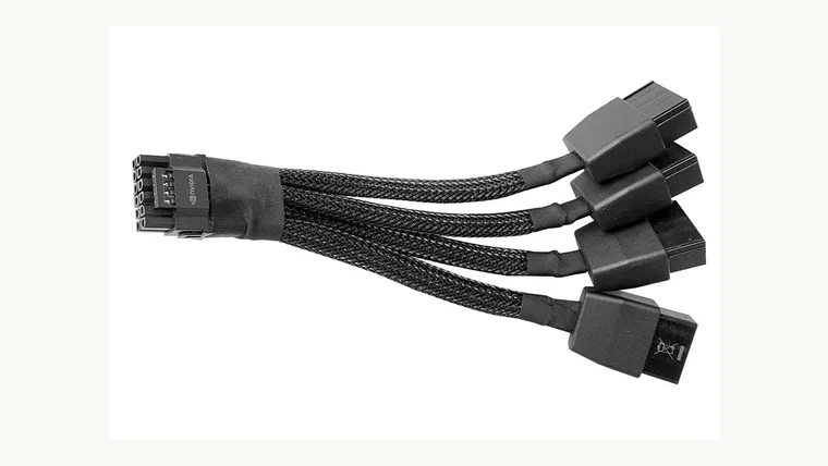 NVIDIA 12VHPWR adapter cable on a neutral background.