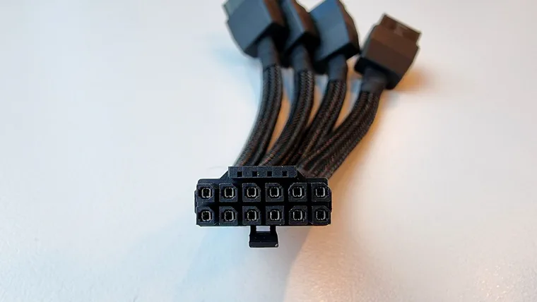 Close-up of the 12VHPWR connector pins.