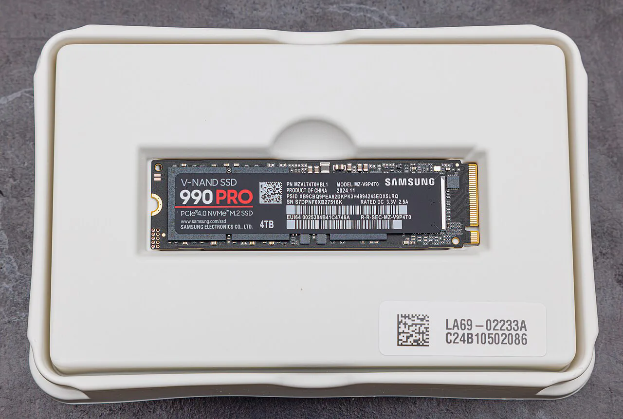 Samsung 990 Pro 4TB M.2 NVMe SSD.