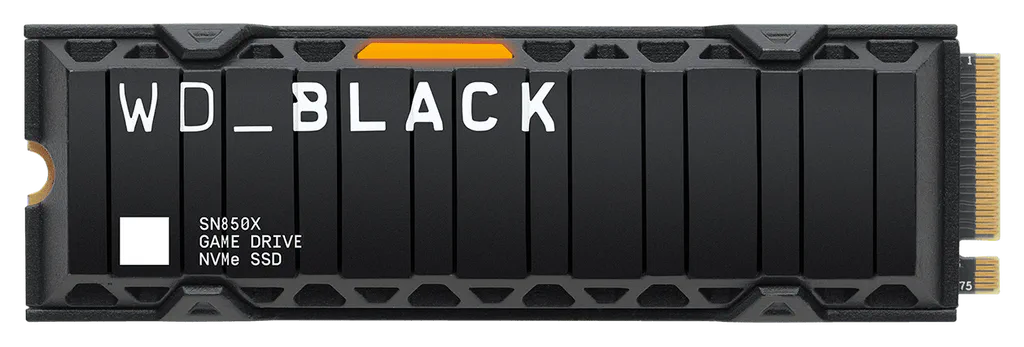 WD Black SN850X NVMe SSD with heatsink.