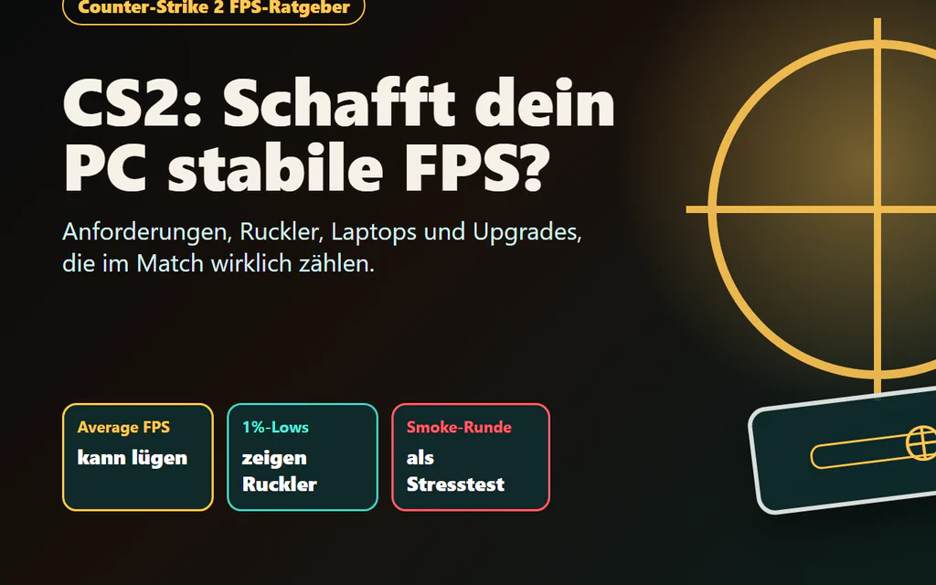 Visuelle Anleitung zum Prüfen von Counter-Strike-2-FPS, CPU, GPU, RAM und Laptop-Flaschenhälsen.