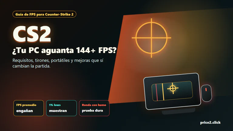 Guía visual para revisar FPS de Counter-Strike 2, CPU, GPU, RAM y cuellos de botella en portátiles.