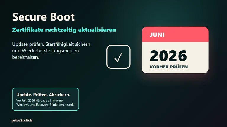 Windows-PC-Startpfad mit Secure-Boot-Zertifikatsprüfung vor Juni 2026.