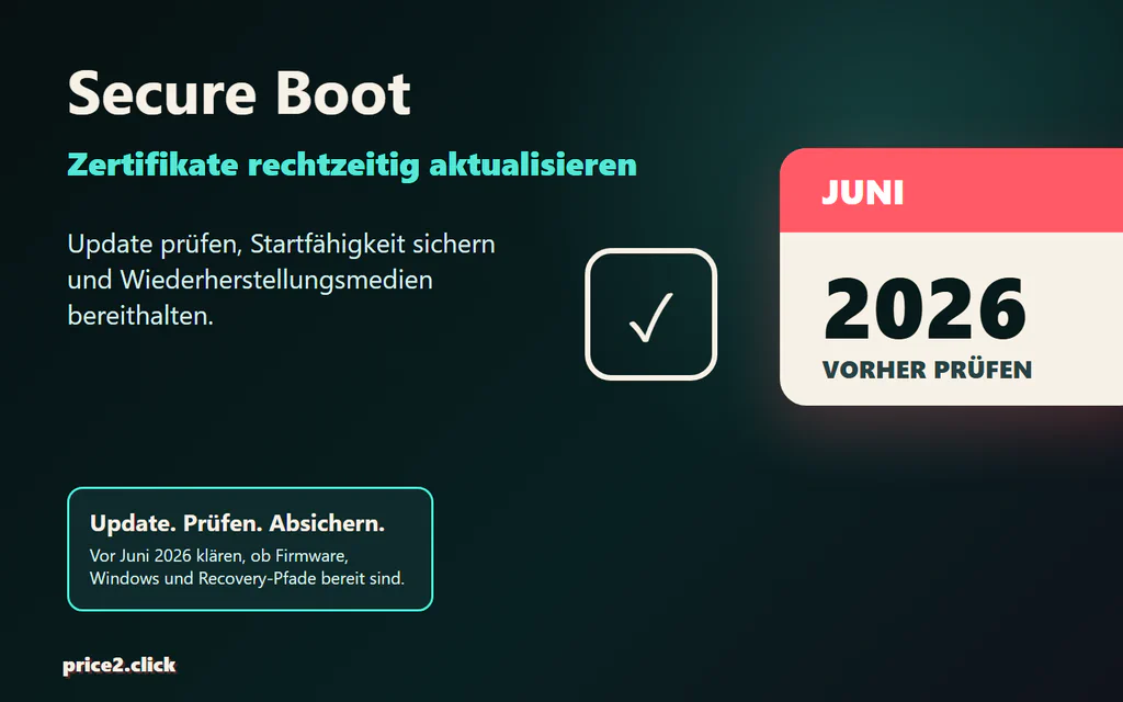 Windows-PC-Startpfad mit Secure-Boot-Zertifikatsprüfung vor Juni 2026.
